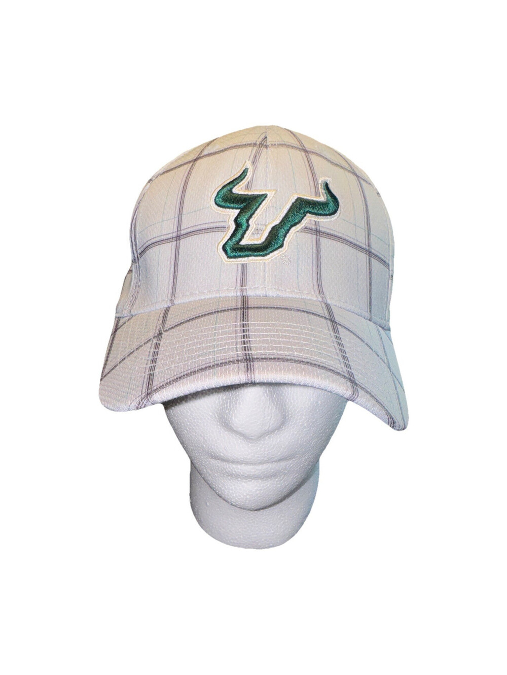 Top of the World South Florida Bulls White/Gray Plaid Fitted One Fit Cap Hat